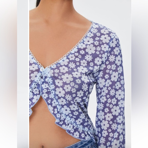 Mesh Floral Print Top - Picture 5 of 5